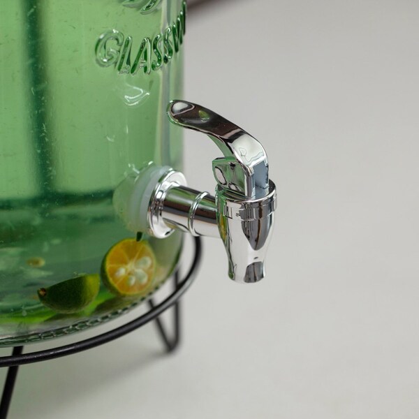 Basicwise 1.6-Gallon Glass Drink Dispenser with Stainless Steel Spigot - Water and Juice Container,  - QI004712
