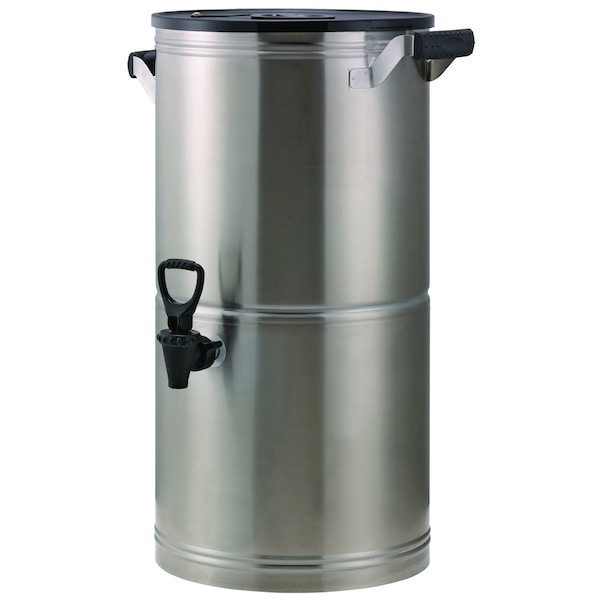 Service Ideas Round Commercial Tea Urn, Stainless Steel, 5 Gallon, Brused Stainless - ITS5GPL