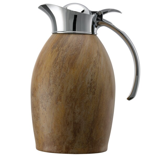 Service Ideas Nicollet Series Flip Top Stainless Vacuum Insulated Carafe, 33.8 Ounce, Travertine Marble - NIC10BSMB