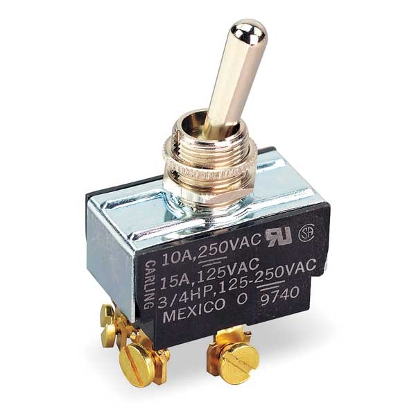 Interruptor de palanca de Carling Technologies, DPST, 4 conexiones, Encendido/Apagado, 3/4 hp, 10A @ 250V AC, 15A @ 125V AC - 2GK54-73