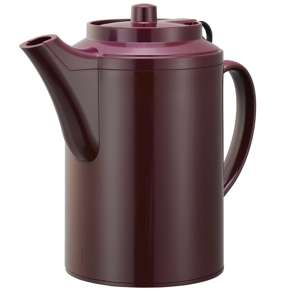 Service Ideas Plastic Teapot with Tethered Lid, Double Wall, 16 Ounce, Burgundy - TST612BU