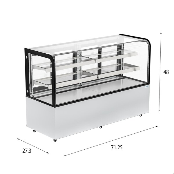 Koolmore 71 in. Dry Bakery Display Case with Front Curved Glass Protection, 20 cu ft. - BDC-20C