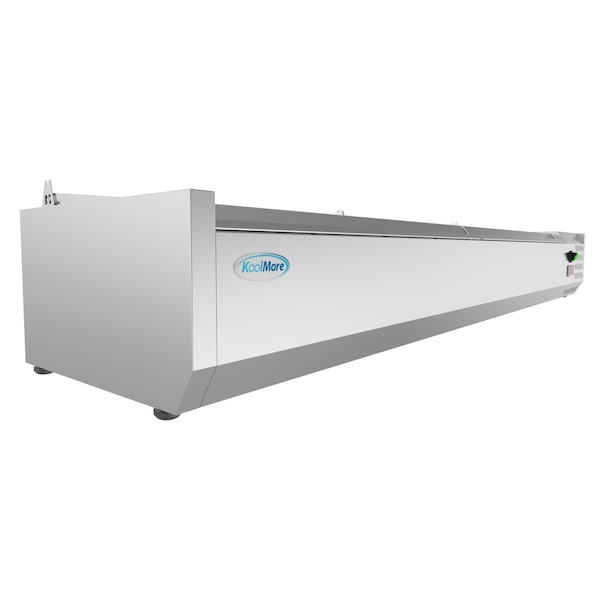 Koolmore 71" Refrigerated Countertop Condiment Prep Rail Sandwich Prep Station with Stainless Steel Cover - SCDC-8P-SSL