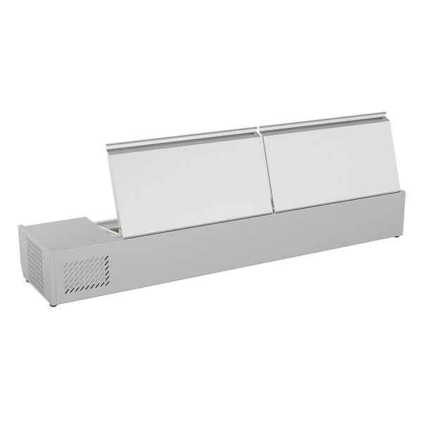 Koolmore 71" Refrigerated Countertop Condiment Prep Rail Sandwich Prep Station with Stainless Steel Cover - SCDC-8P-SSL