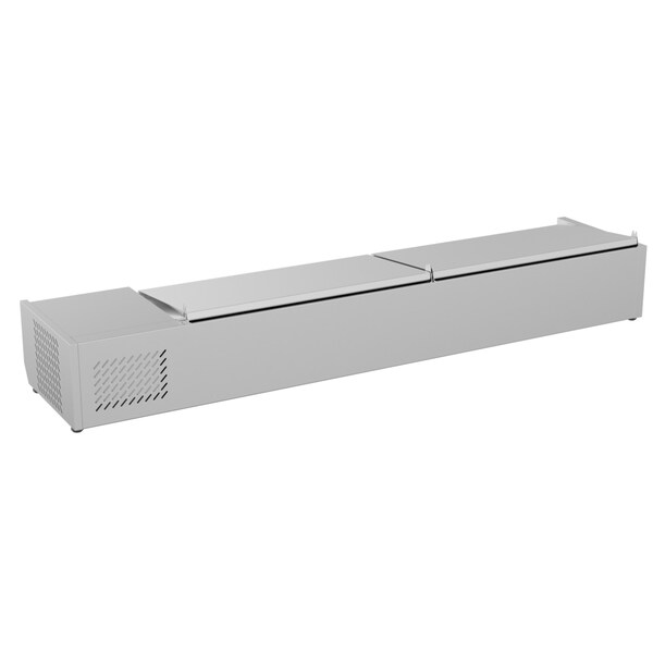 Koolmore 71" Refrigerated Countertop Condiment Prep Rail Sandwich Prep Station with Stainless Steel Cover - SCDC-8P-SSL