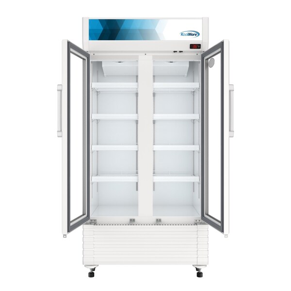 Koolmore 35 in. Commercial 2-Glass Door Merchandiser Refrigerator, 16.5 cu. ft. in White KM-MDR-2GD-35 - KM-MDR-2GD-35