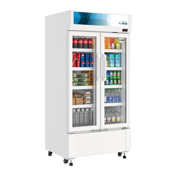 Koolmore 35 in. Commercial 2-Glass Door Merchandiser Refrigerator, 16.5 cu. ft. in White KM-MDR-2GD-35 - KM-MDR-2GD-35