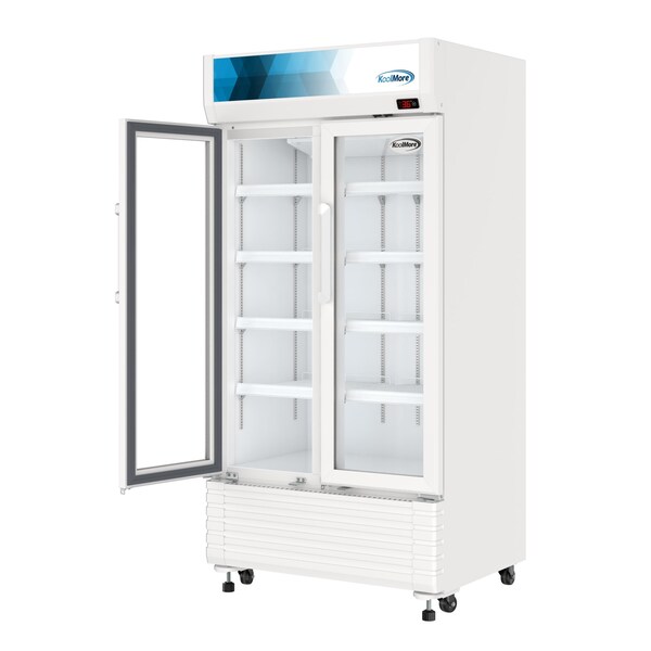 Koolmore 35 in. Commercial 2-Glass Door Merchandiser Refrigerator, 16.5 cu. ft. in White KM-MDR-2GD-35 - KM-MDR-2GD-35