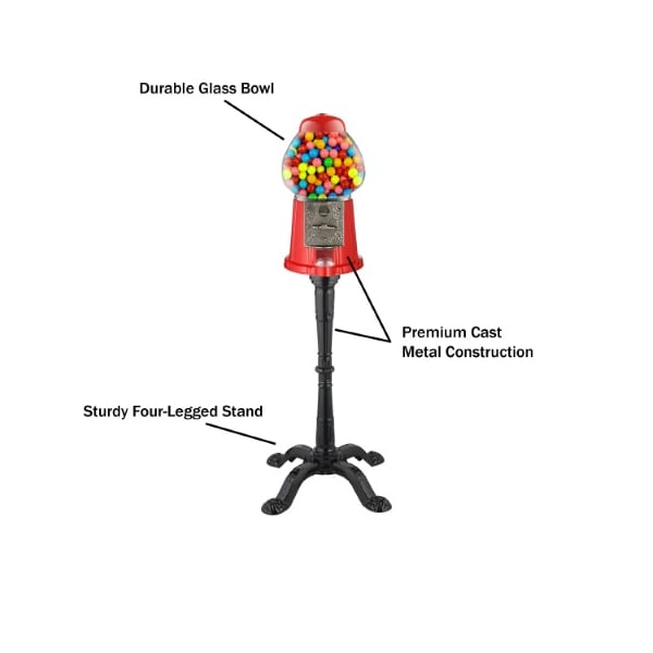 Great Northern Popcorn 6260 Great Northern 15" Vintage Candy Gumball Machine and Bank with Stand - Everyone Loves Gumballs! - 217223GUZ