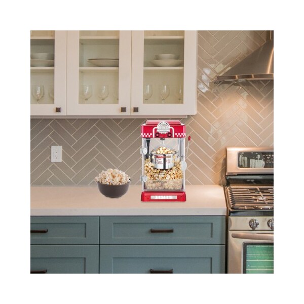 Great Northern Popcorn 6073 Great Northern Red Little Bambino Table Top Retro Machine Popcorn Popper, 2.5oz - 706698LML
