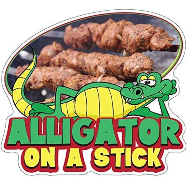 Amistad Alligator on A Stick 24 in. Decal Concession Stand Food Truck Sticker - AM3869708