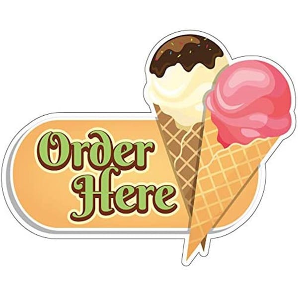 Amistad Ice Cream Order Here 24 in. Decal Concession Stand Food Truck Sticker - AM3869710