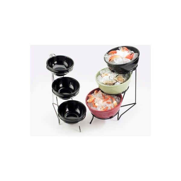 Cal Mil Plastics Cal-Mil 3 Tier Round Bowl Display For 8" Dia. Bowls Black - C1222-8