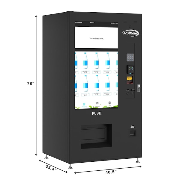 Koolmore Refrigerated Vending Machine 48 Slots Featuring 49 Inch Touch Display, Bills, Coins, CC Reader - KM-VMRWT-48BCR