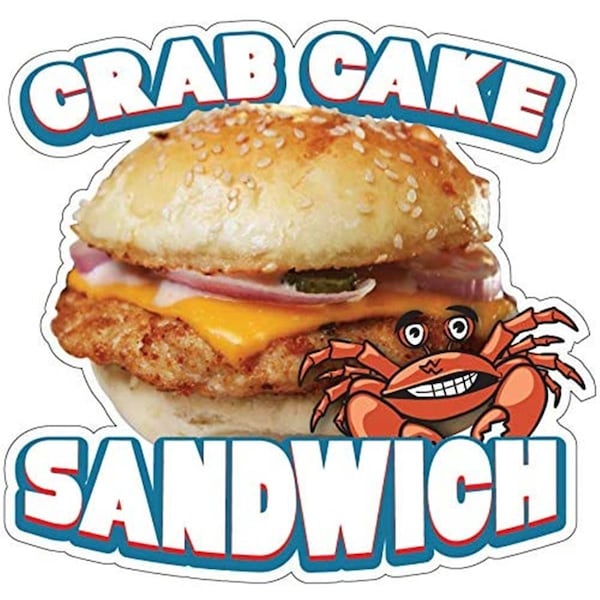 Amistad Crab Cake Sandwich 24 in. Decal Concession Stand Food Truck Sticker - AM3890056