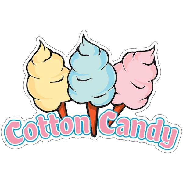 Amistad 12 in. Cotton Candy Concession Stand Food Truck Decal Sticker - AM3881419