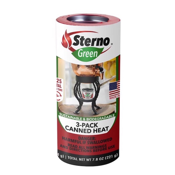 Sterno Sterno Green Canned Chafing Fuel Ethanol Gel 7.8 oz 3 pk - 20602