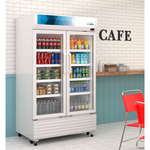 Koolmore 47 in. Commercial 2-Glass Door Merchandiser Refrigerator, 29 cu. ft. in White KM-MDR-2GD-47 - KM-MDR-2GD-47
