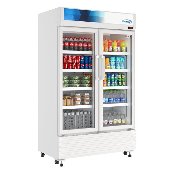 Koolmore 47 in. Commercial 2-Glass Door Merchandiser Refrigerator, 29 cu. ft. in White KM-MDR-2GD-47 - KM-MDR-2GD-47