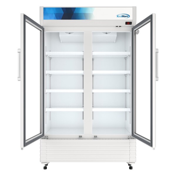 Koolmore 47 in. Commercial 2-Glass Door Merchandiser Refrigerator, 29 cu. ft. in White KM-MDR-2GD-47 - KM-MDR-2GD-47