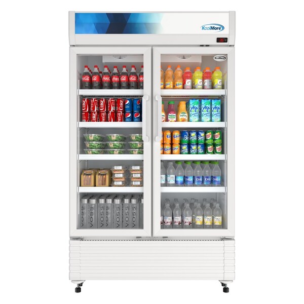 Koolmore 47 in. Commercial 2-Glass Door Merchandiser Refrigerator, 29 cu. ft. in White KM-MDR-2GD-47 - KM-MDR-2GD-47