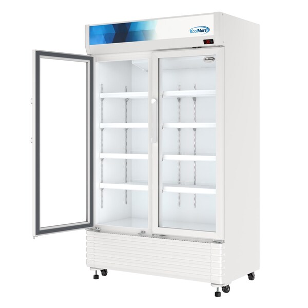 Koolmore 47 in. Commercial 2-Glass Door Merchandiser Refrigerator, 29 cu. ft. in White KM-MDR-2GD-47 - KM-MDR-2GD-47