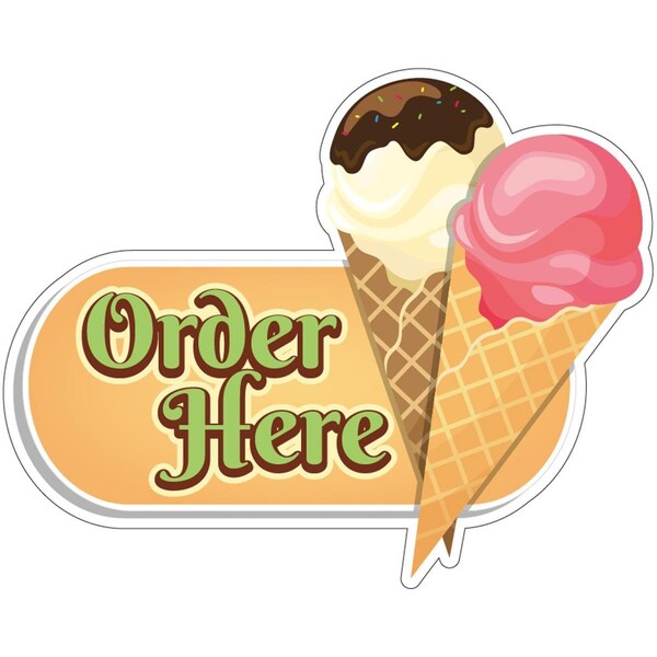 Amistad Ice Cream Order Here 8 in. Decal Concession Stand Food Truck Sticker - AM3899129