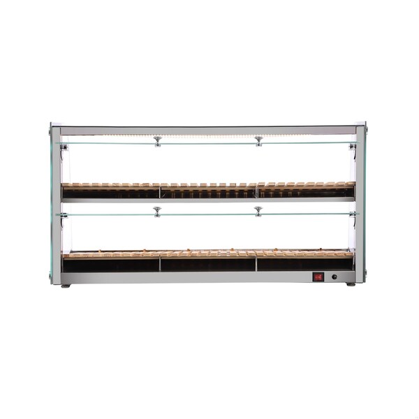 Koolmore 40 in. Glass Countertop Dry Bakery Display Case with Two Shelves and Bamboo Trays, 5.3 cu. ft. - DC-53C-B