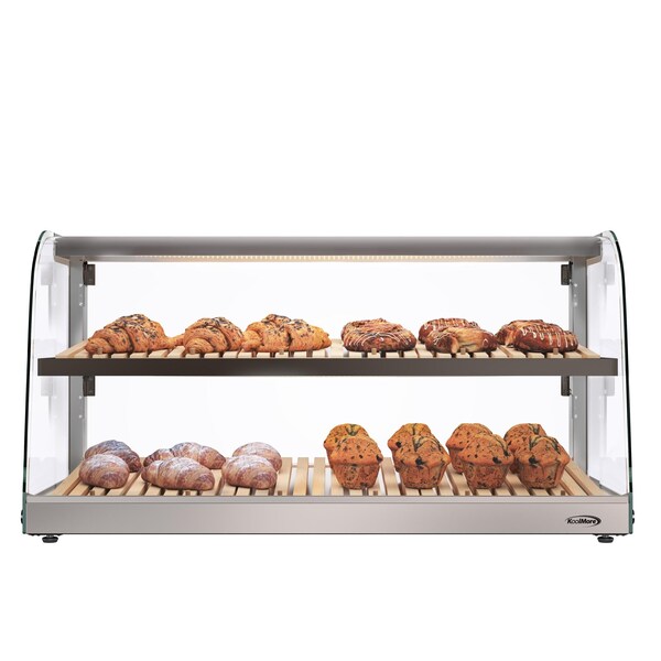 Koolmore 40 in. Glass Countertop Dry Bakery Display Case with Two Shelves and Bamboo Trays, 5.3 cu. ft. - DC-53C-B