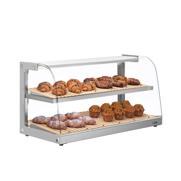 Koolmore 40 in. Glass Countertop Dry Bakery Display Case with Two Shelves and Bamboo Trays, 5.3 cu. ft. - DC-53C-B
