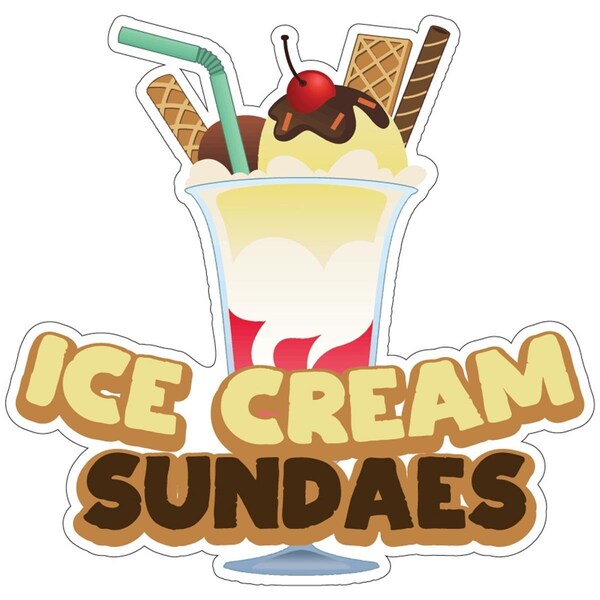 Amistad Ice Cream Sundaes 8 in. Decal Concession Stand Food Truck Sticker - AM3880653