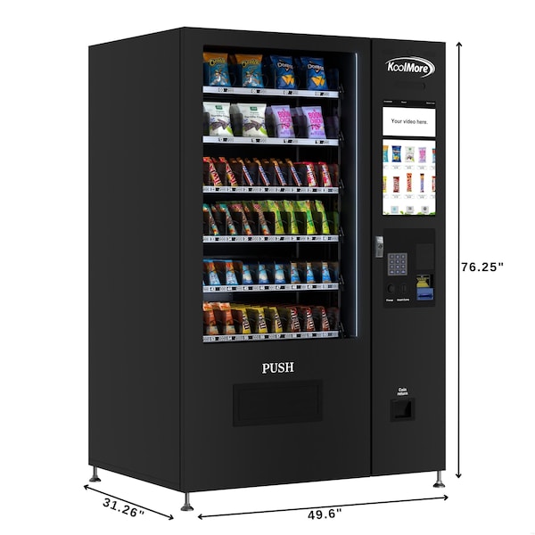 Koolmore Non-Refrigerated Snack Vending Machine with 60 Slots, Coin and Bill Acceptor, 22 Inch Touch Screen - KM-VMNT-50-BC