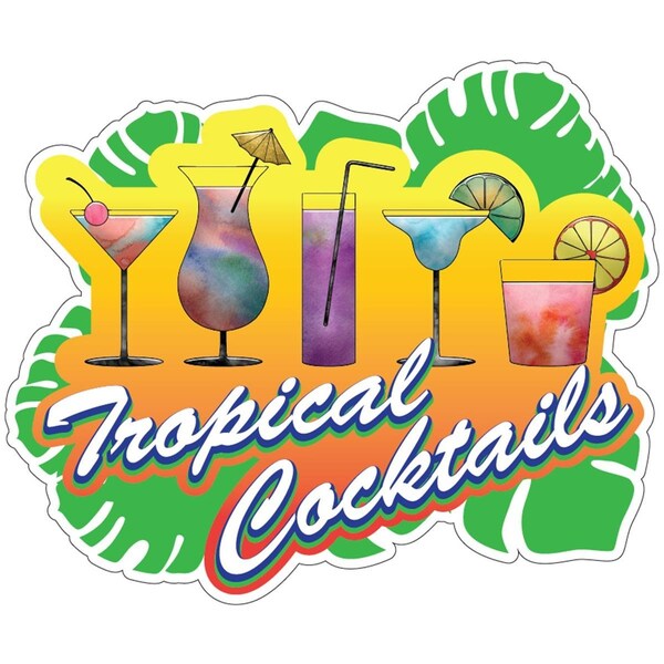 Amistad 8 in. Tropical Cocktails Decal Concession Stand Food Truck Sticker - AM3916188