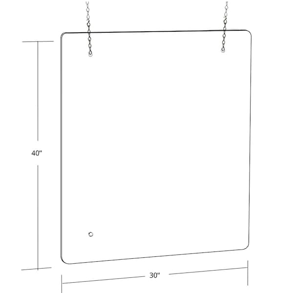 Azar Displays Hanging Clear Acrylic Plexiglass Shield Cashier PPE 30"x40", PK2 - 179966-100