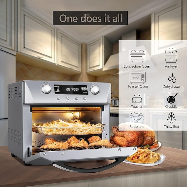 Cusimax Air Fryer Oven Countertop, 10-in-1 Convection Oven Silver - CMAF-E23AS