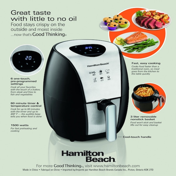 Hamilton Beach Hamilton Beach Black/Silver 3.4 qt Programmable Digital Air Fryer - 35065