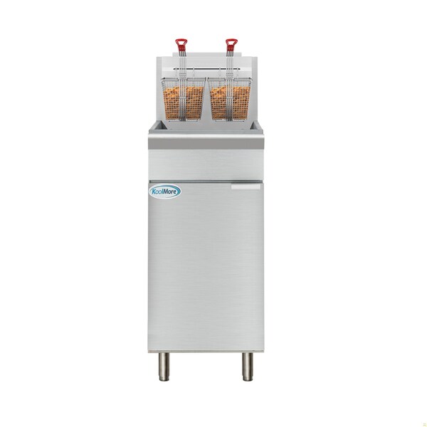 Koolmore 50 lb. Floor Standing Natural Gas Commercial Fryer with 120,000 BTU in Stainless-Steel, ETL Listed - KM-FDF50-NG