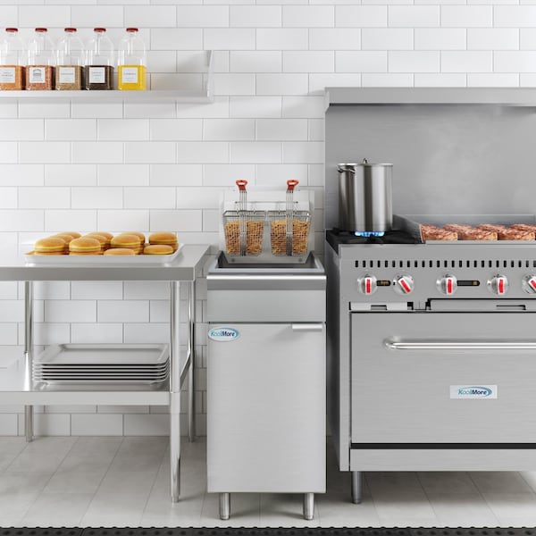 Koolmore 50 lb. Floor Standing Natural Gas Commercial Fryer with 120,000 BTU in Stainless-Steel, ETL Listed - KM-FDF50-NG