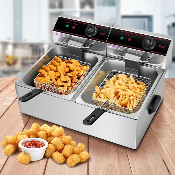 Total Tactic 5000W Dual Tank Electric Countertop Deep Fryer - EP19233