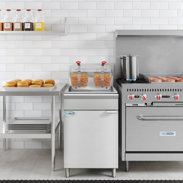 Koolmore 75 lb. Floor Standing Natural Gas Commercial Fryer with 150,000 BTU in Stainless-Steel, ETL Listed - KM-FDF75-NG