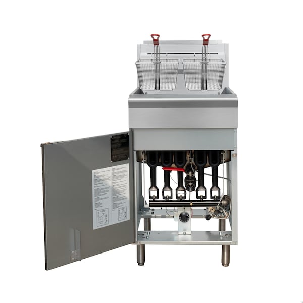 Koolmore 75 lb. Floor Standing Natural Gas Commercial Fryer with 150,000 BTU in Stainless-Steel, ETL Listed - KM-FDF75-NG