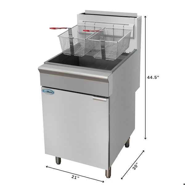 Koolmore 75 lb. Floor Standing Natural Gas Commercial Fryer with 150,000 BTU in Stainless-Steel, ETL Listed - KM-FDF75-NG