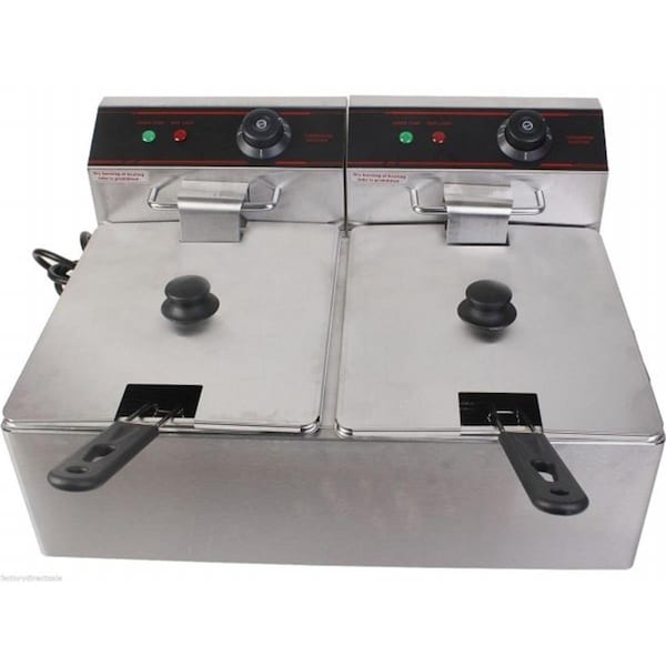 Eat-In Tools Deep Fryer 5000 watt Electric Countertop Dual Tank Stainless Commercial Restaurant - EA2629083