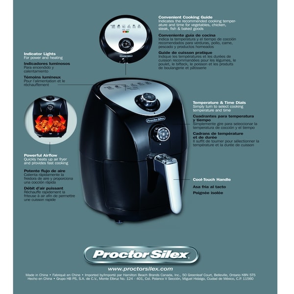 Proctor-Silex Proctor Silex Black 1.5 L Programmable Air Fryer - 35055