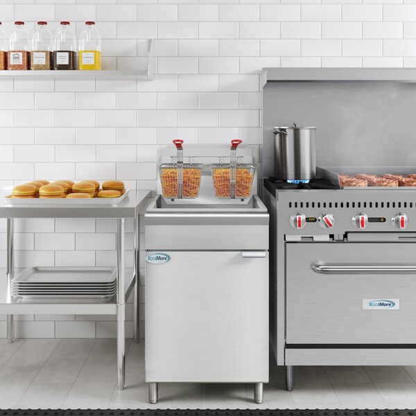 Koolmore 75 lb. Floor Standing Liquid Propane Commercial Fryer w/ 150,000 BTU in Stainless-Steel ETL Listed - KM-FDF75-LP