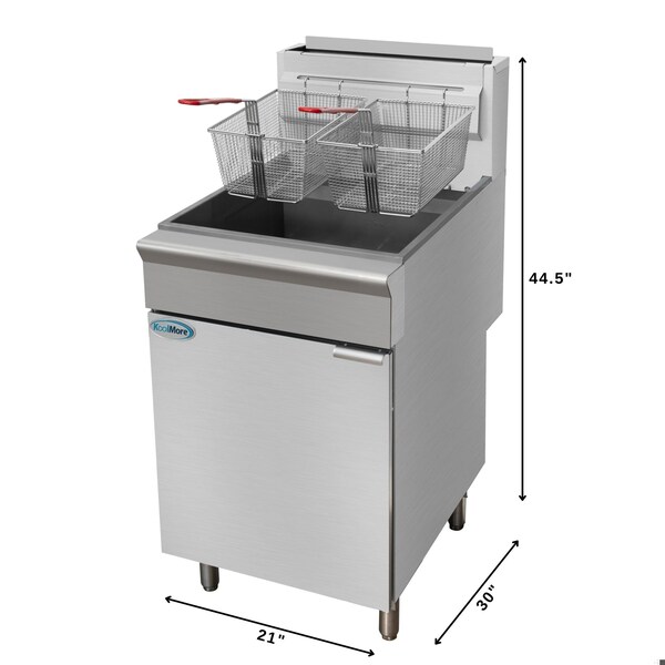 Koolmore 75 lb. Floor Standing Liquid Propane Commercial Fryer w/ 150,000 BTU in Stainless-Steel ETL Listed - KM-FDF75-LP