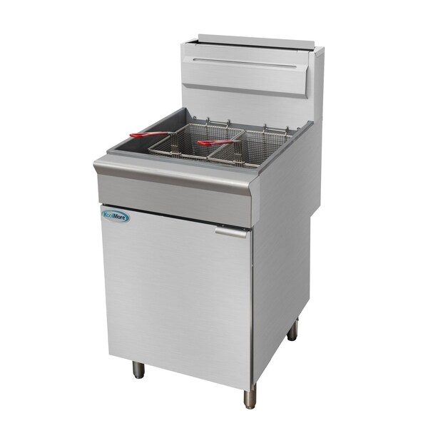 Koolmore 75 lb. Floor Standing Liquid Propane Commercial Fryer w/ 150,000 BTU in Stainless-Steel ETL Listed - KM-FDF75-LP