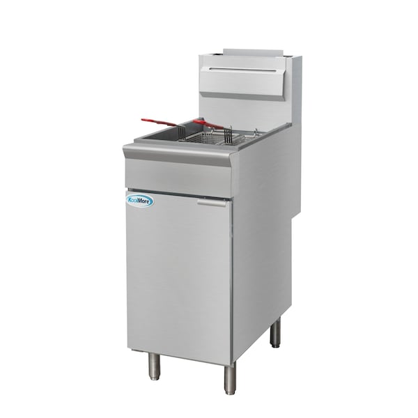 Koolmore 40 lb. Floor Standing Liquid Propane Commercial Fryer w/ 90,000 BTU in Stainless-Steel, ETL Listed - KM-FDF40-LP
