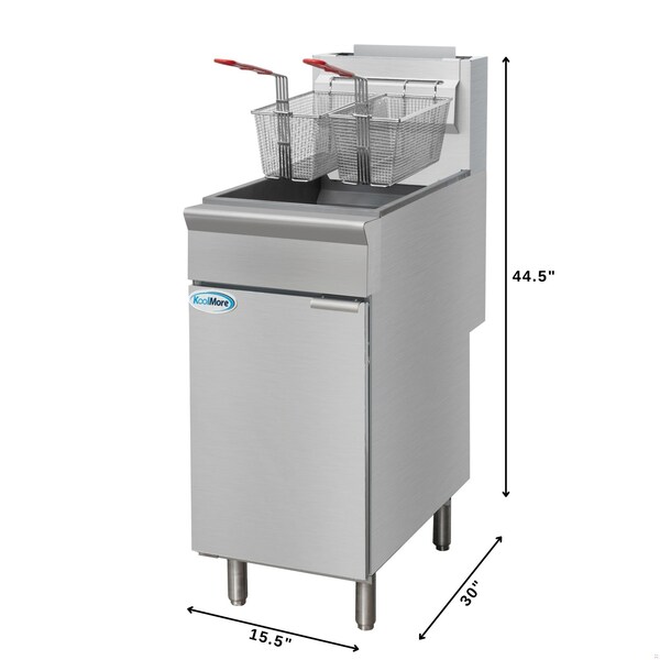 Koolmore 40 lb. Floor Standing Liquid Propane Commercial Fryer w/ 90,000 BTU in Stainless-Steel, ETL Listed - KM-FDF40-LP