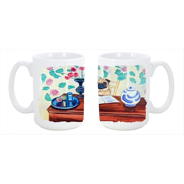 Carolines Treasures Pug Dishwasher Safe Microwavable Ceramic Coffee Mug 15 oz. - 7253CM15